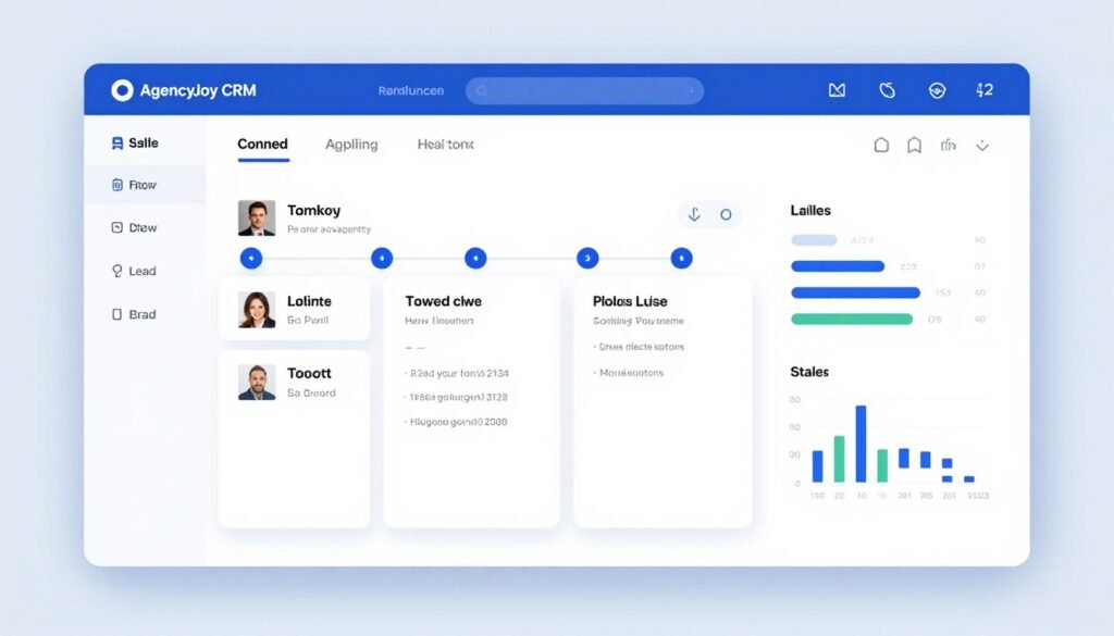 AgencyJoy CRM dashboard showing lead management interface