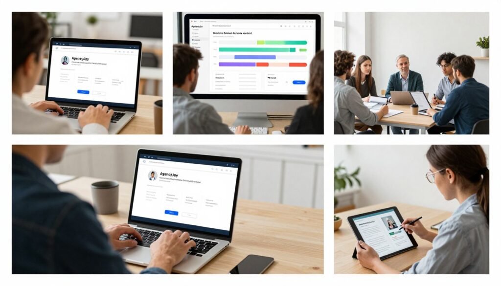 Various professionals using AgencyJoy for their business needs